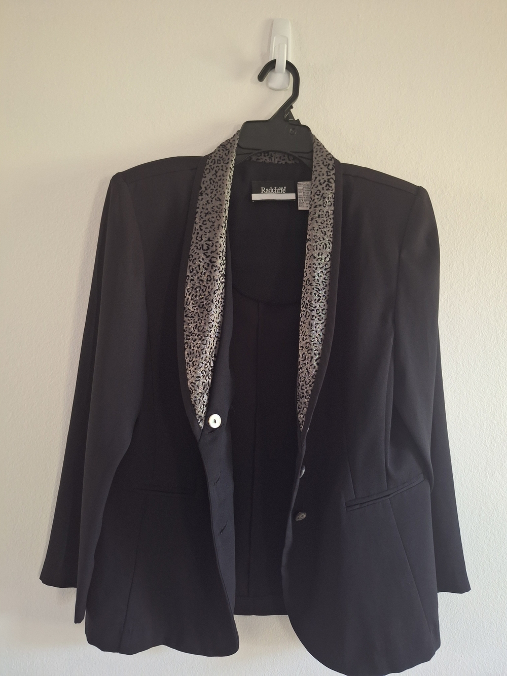 Rackiff Black Women's Blazer with Patterned Satin Shawl Collar